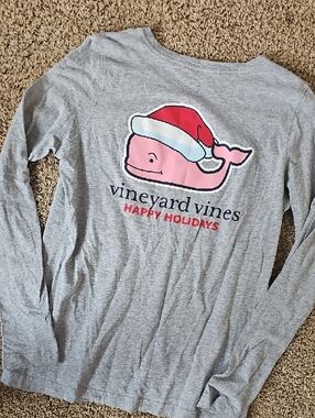 Vineyard Vines Heather Gray Long Sleeve Pocket Tee